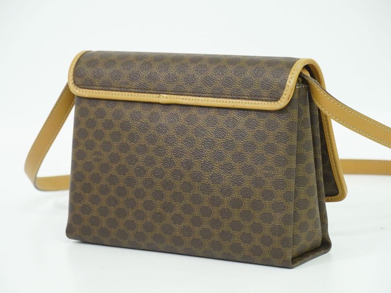 Authentic Celine Macadam Shoulder Bag Pochette PVC Brown Macadam Bag Pre-owned