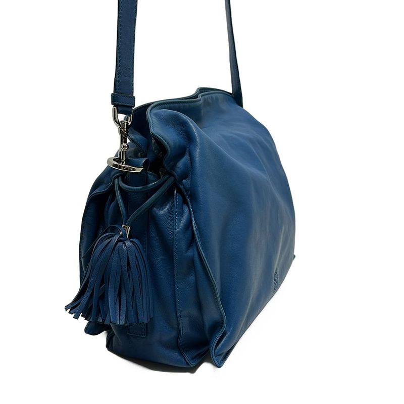Loewe Shoulder Bag Flamenco Blue Leather