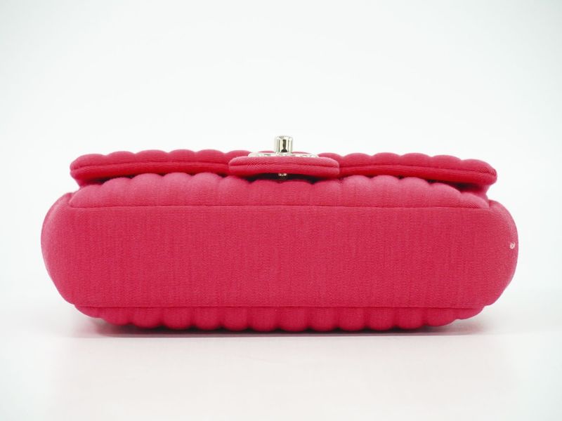 Authentic Chanel Mademoiselle Coco Mark Chain Shoulder Bag Pochette Canvas Pink