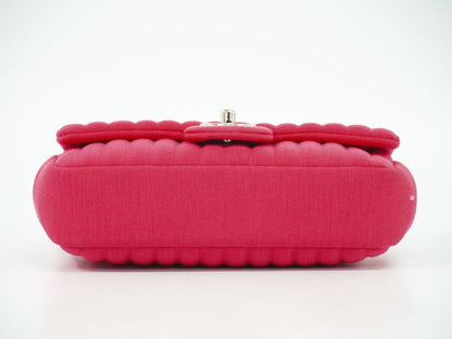 Authentic Chanel Mademoiselle Coco Mark Chain Shoulder Bag Pochette Canvas Pink