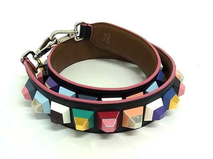 Fendi Strap You Leather Studded Shoulder Strap For Bag Shoulder Black Bl6060