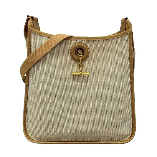 Hermes Shoulder Bag Vespa PM Beige And Brown Gold Hardware Leather