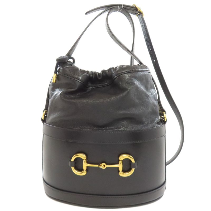 Gucci 602118 Horsebit Bucket Bag Tote Leather Women