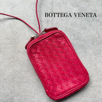 Bottega Veneta Intrecciato Leather Coin Case Card Case Strap Mini Wallet