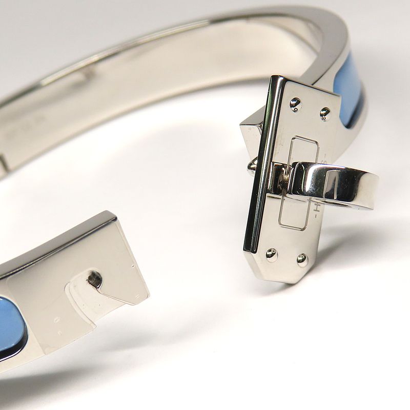 Hermes Mini Click Kelly Enamel Bracelet Chardon Palladium Ladies