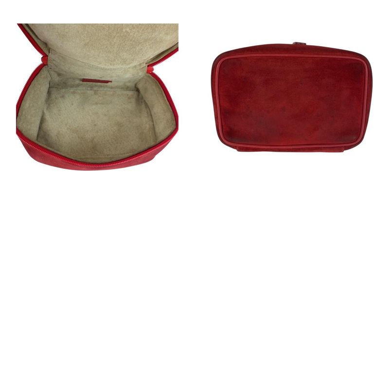 Gucci Horsebit Red Gold Hardware Suede 032 1705 0141 Handbag Vanity Bag Ladies