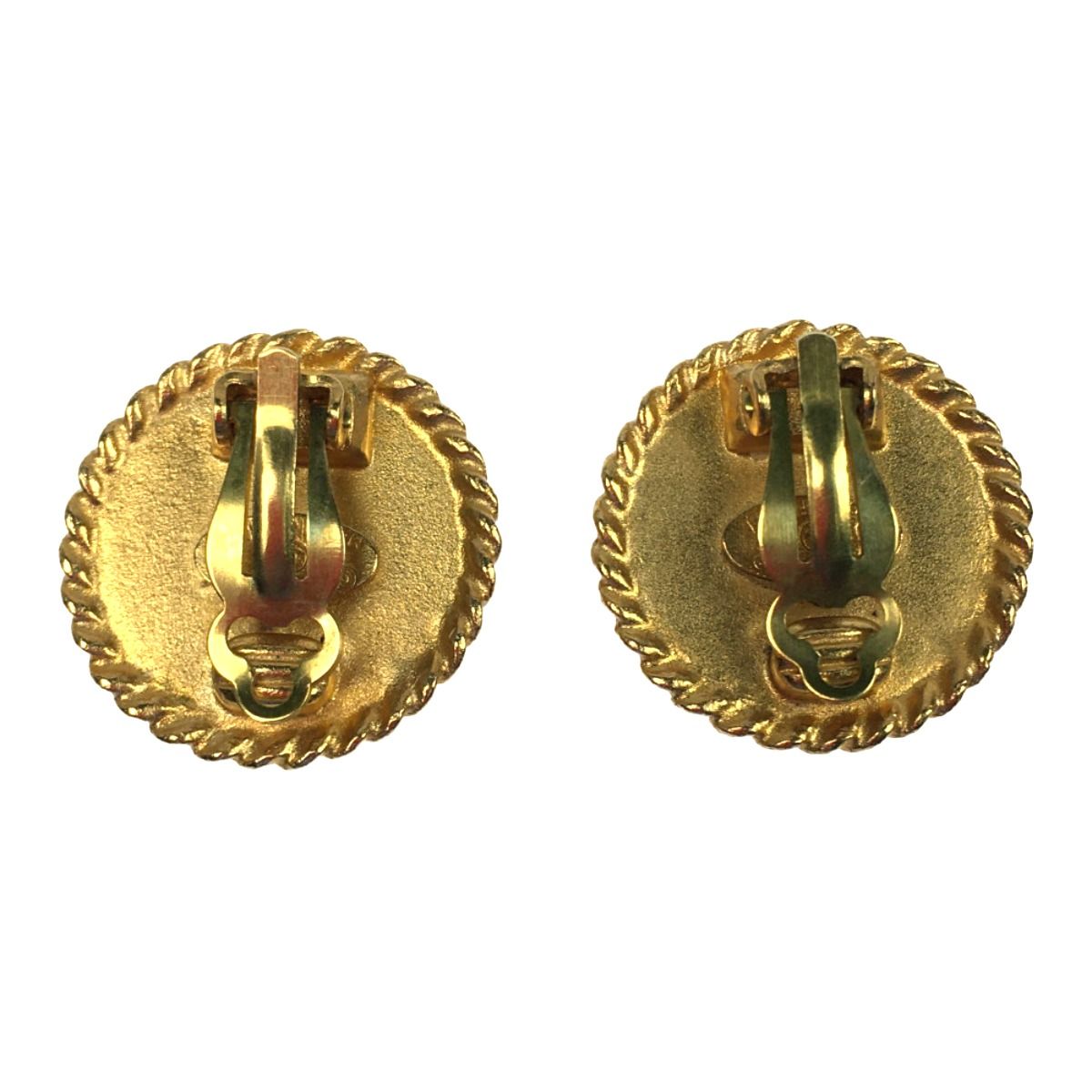 Chanel Vintage Coco Mark Earring Black X Gold