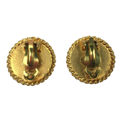 Chanel Vintage Coco Mark Earring Black X Gold
