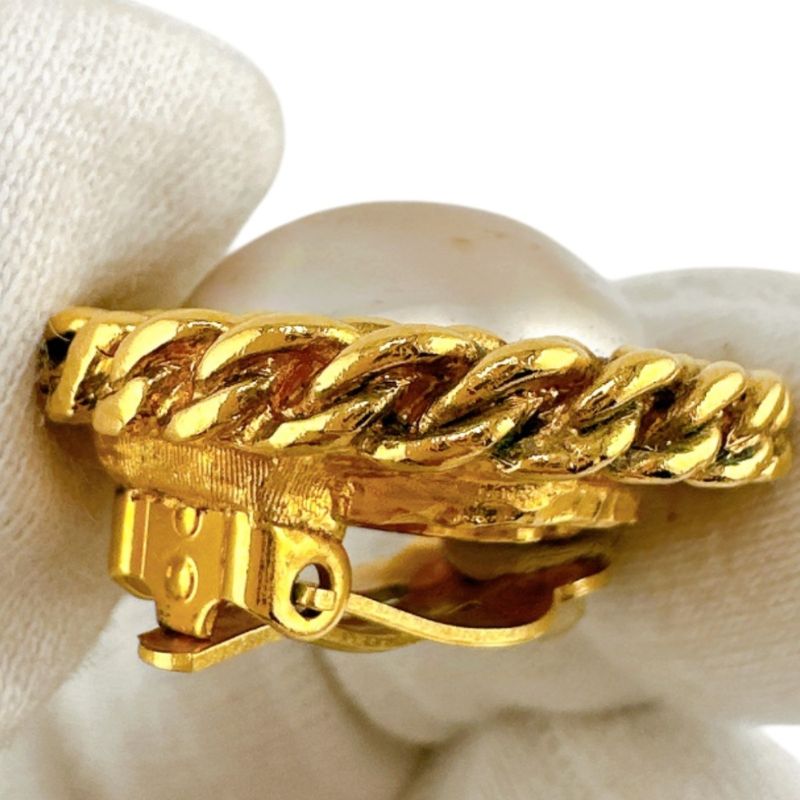 Chanel Vintage Faux Pearl Earrings Chanel Gold With Box