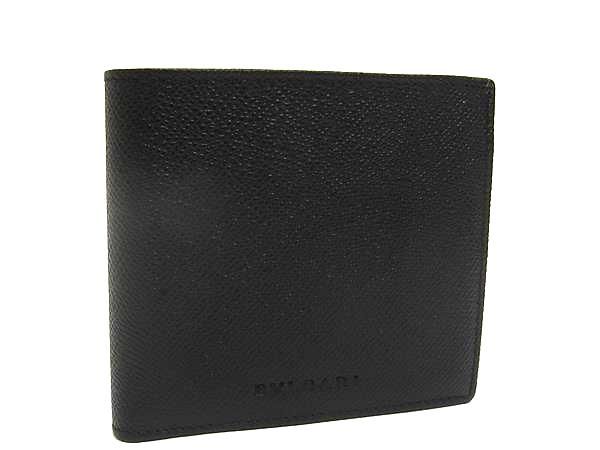Bvlgari Leather Bifold Wallet Coin Purse Billfold Card Holder Men's Black