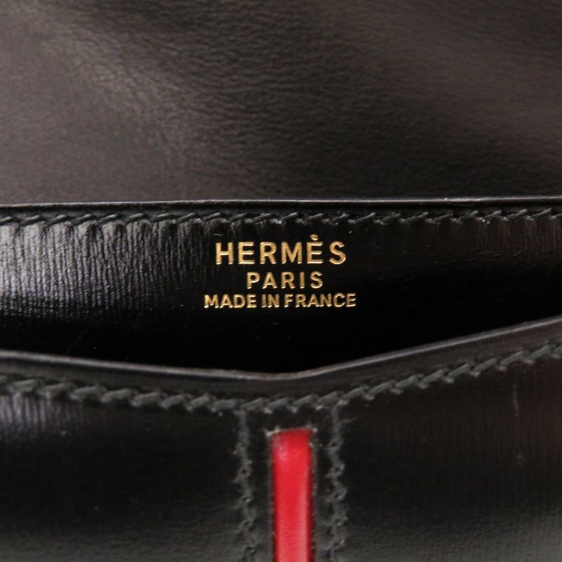 Hermes Ettrivert Box Calf Black Gold Hardware 00Q Engraved Vintage Clutch Bag