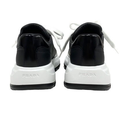 Prada Sneakers Shoes Leather Black White Black Unused Triangle Logo