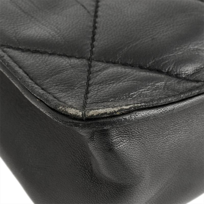 Chanel Matelasse Coco Mark Chain Shoulder Bag Lambskin Black Gold Hardware