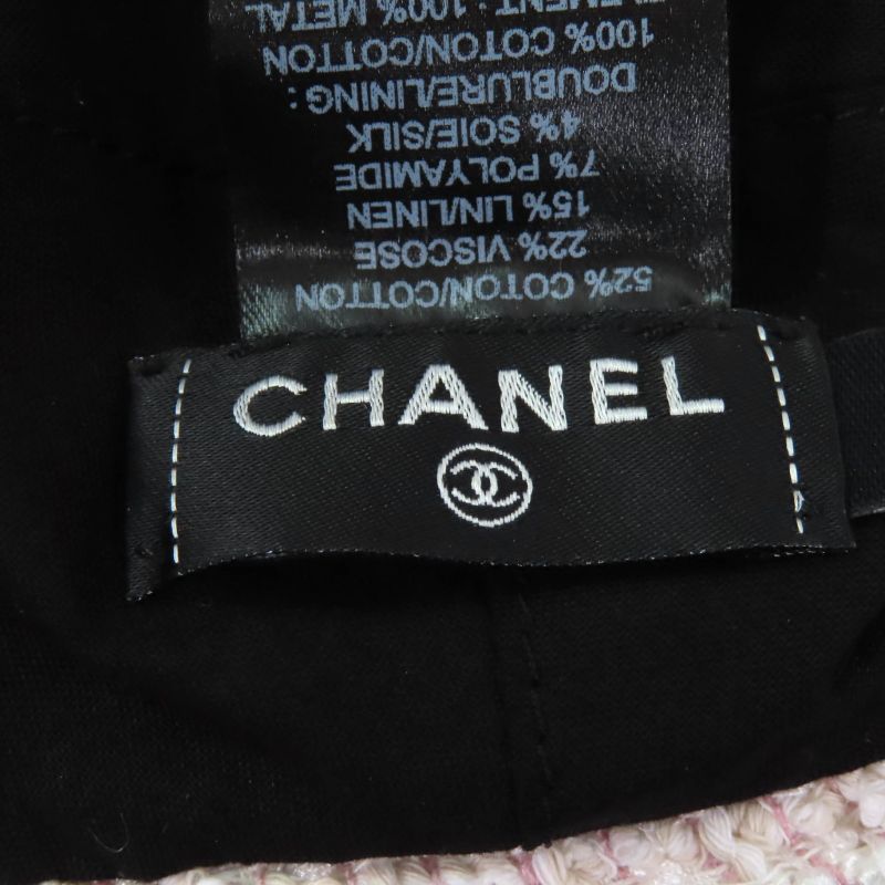 CHANEL 2024 24P Tweed Casket With Coco Mark Hardware Hat Pink L Made In Italy