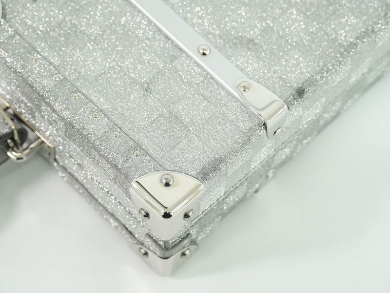 Authentic Louis Vuitton LV Damier Glitter Wallet Trunk Silver Viton Wallet Used