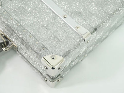 Authentic Louis Vuitton LV Damier Glitter Wallet Trunk Silver Viton Wallet Used