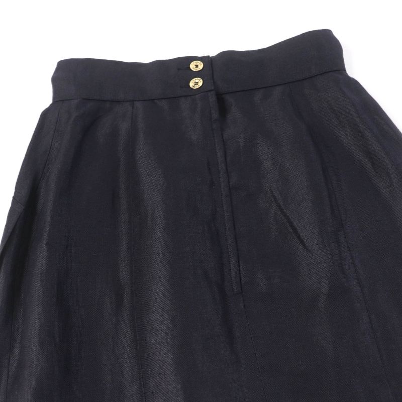 CHANEL Vintage 150466d4 A250078 100% Linen 100% Silk Lining Logo Button Tight