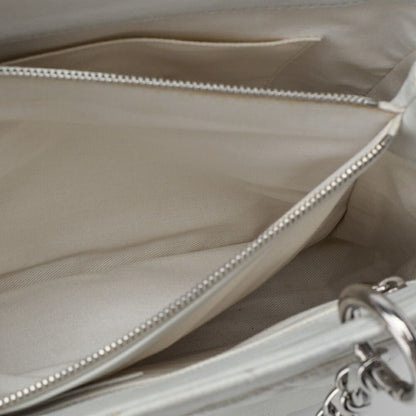 Chanel Shoulder Bag Matelasse Caviar Skin White Double Chain GST Silver