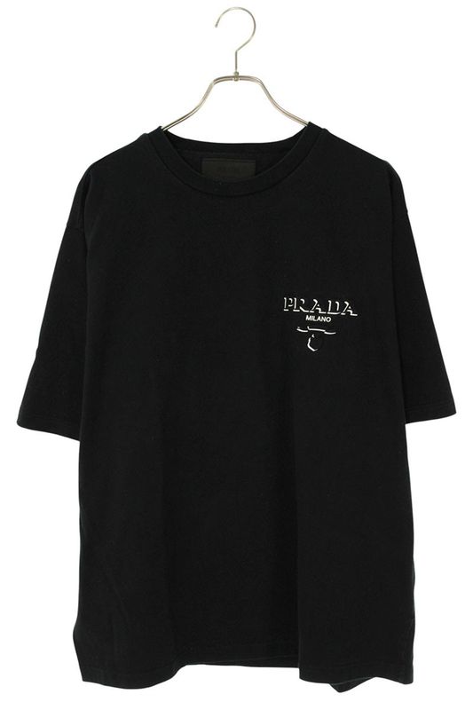 Prada 24AW Ujn896 S000 14K7 Logo Embossed T-shirt Men's XL