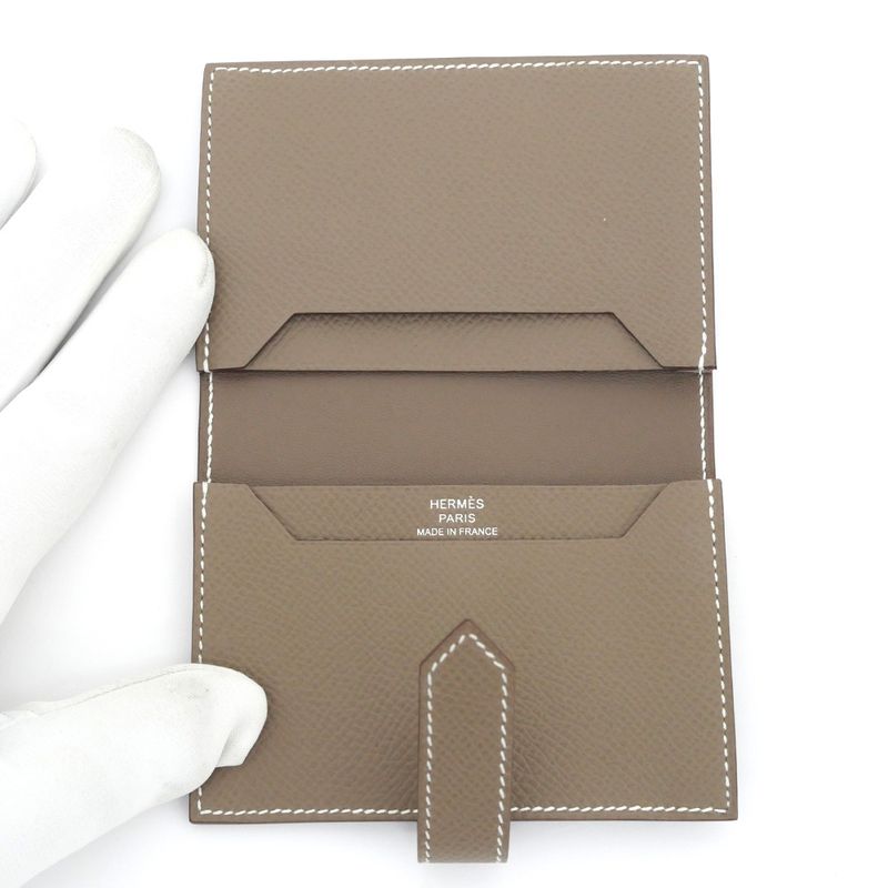 Hermes Bearn Cade Case Etoupe Silver Hardware Vo-epson W Engraved
