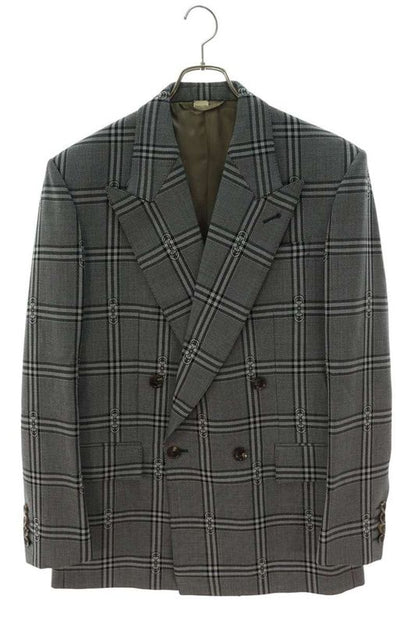 Gucci 781621 Zaopd Horsebit Wool Check Jacket Men's 48