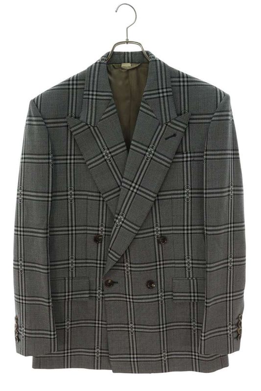 Gucci 781621 Zaopd Horsebit Wool Check Jacket Men's 48