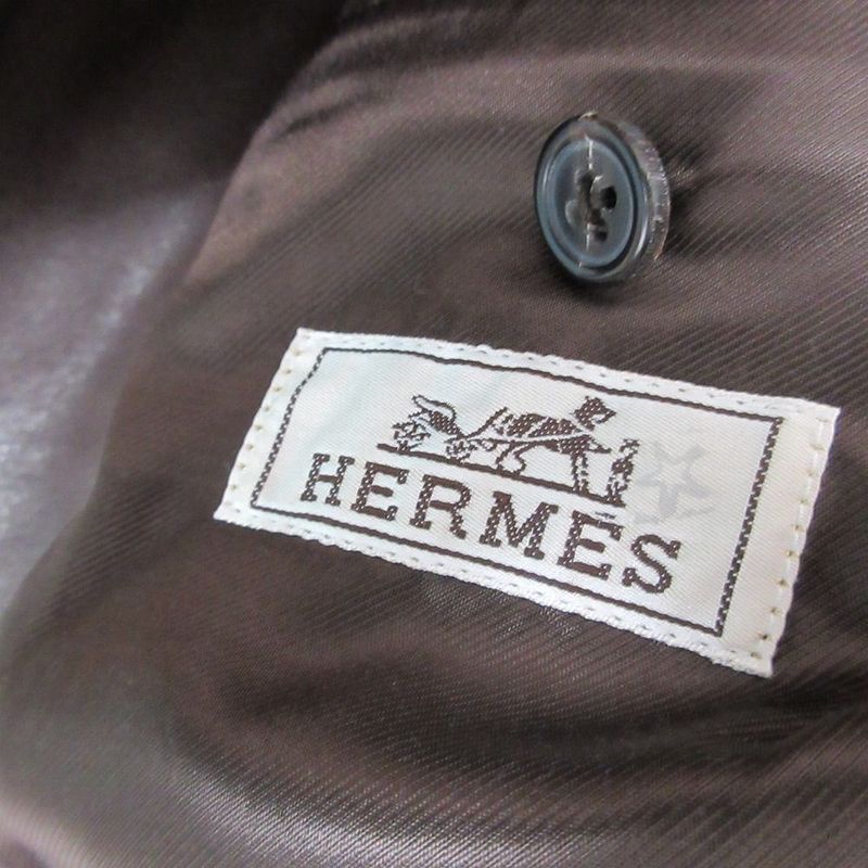 Hermes Blouson Droit Veau Soft Cowhide Calfskin Zip Up Leather Jacket Dark
