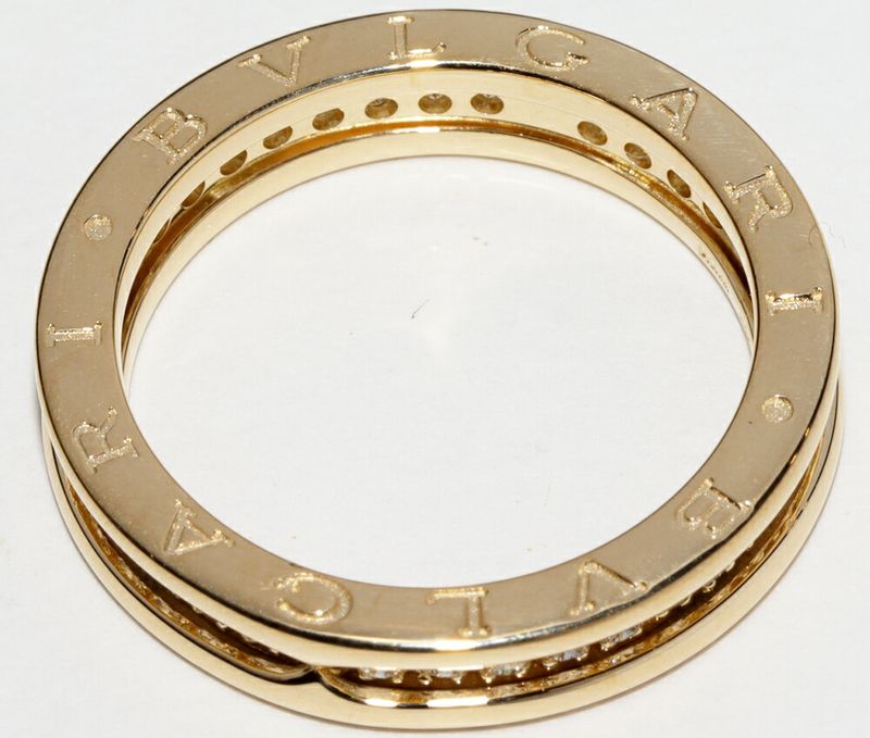 Bulgari Ring 18K Yellow Gold Diamond 054ct Bzero1 Ring XS (1 Band) Full Diamond