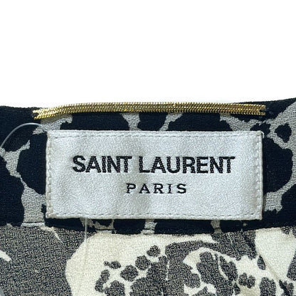 Saint Laurent Paris 19ss Leopard Blouse Open Neck Cles Opaled Sheer Tunic Black