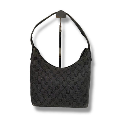 Gucci One Shoulder Bag GG Canvas 105649 Hobo Soho Black Gray
