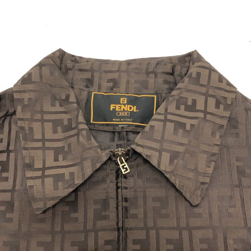 Fendi Nylon Jacket Zucca Print Nylon Brown