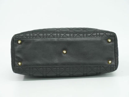 Authentic Christian DIOR Lady Dior Cannage Handbag Leather Black Lady Dior Bag