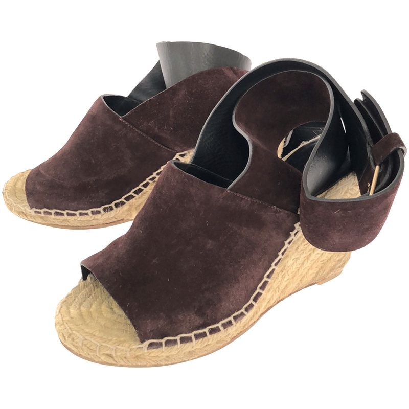 Celine Espadrille Wedge Sole Sandals in Burgundy