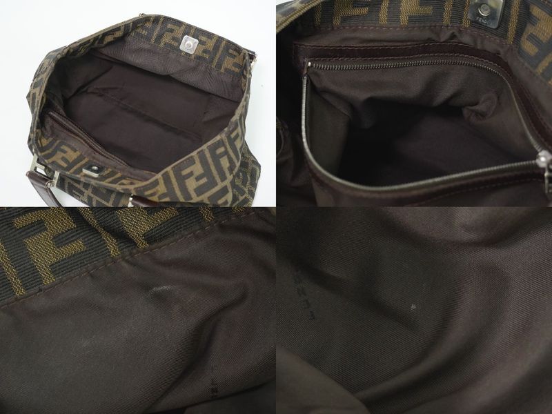 Authentic Fendi Zucca Tote Handbag Canvas Brown 26329 Zucca Bag Pre-owned