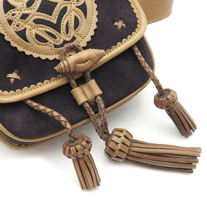 Loewe Waist Bag Belt Bag Suede Black and Brown Gold Hardware Body Bag Pouch