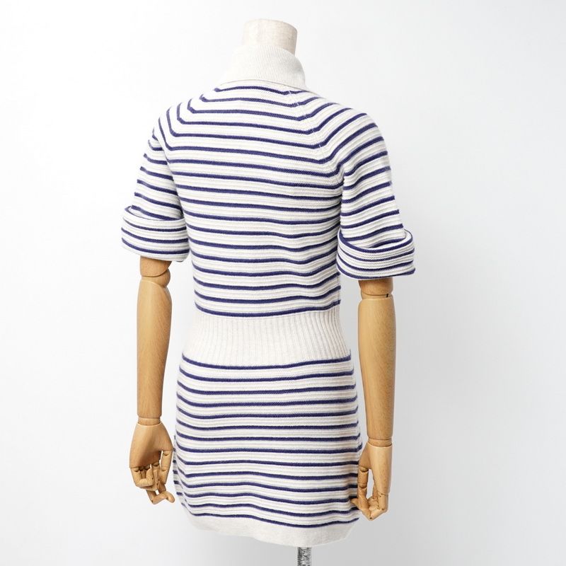 Chanel Dress Size 34 P51 Cashmere Striped Short Sleeved Knit Dress