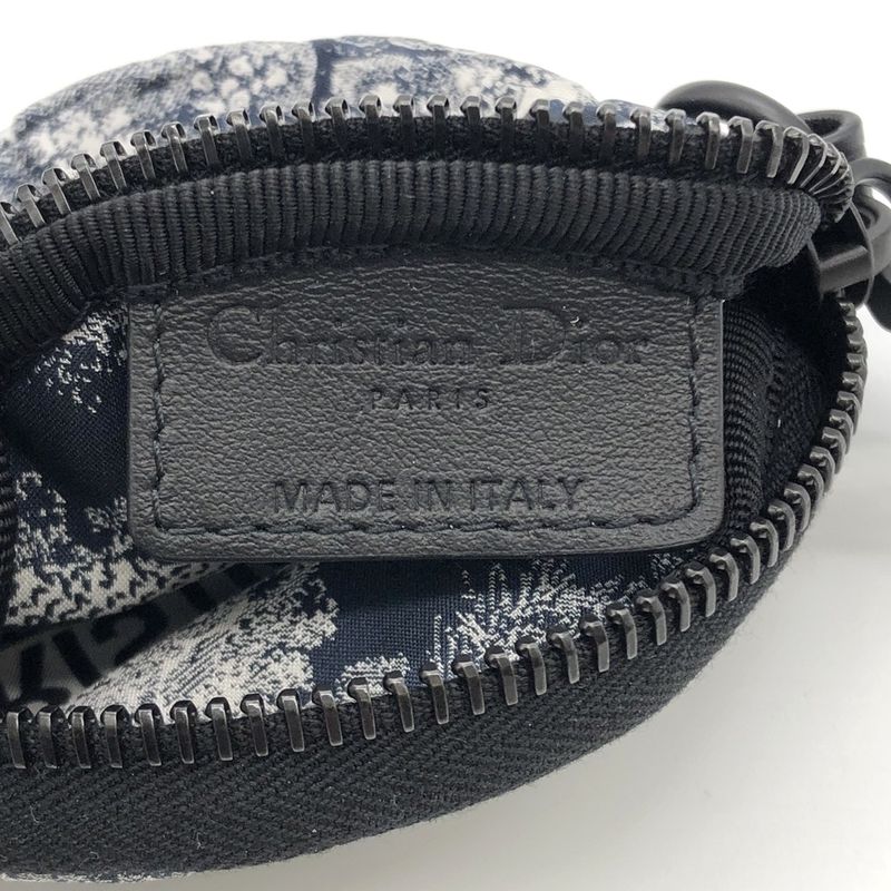 Christian DIOR Toile De Jouy Coin Case White/blue Taiga - Tiger Fabric Women's