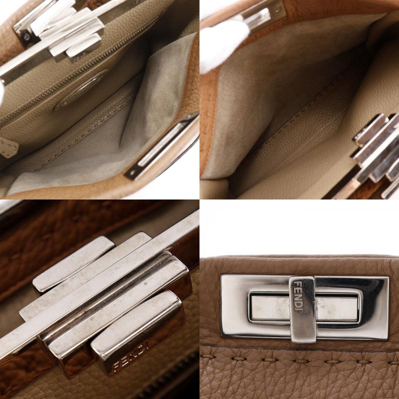 Fendi Peekaboo Regular Selleria 2WAY Shoulder 8bn226 Leather Brown Women's
