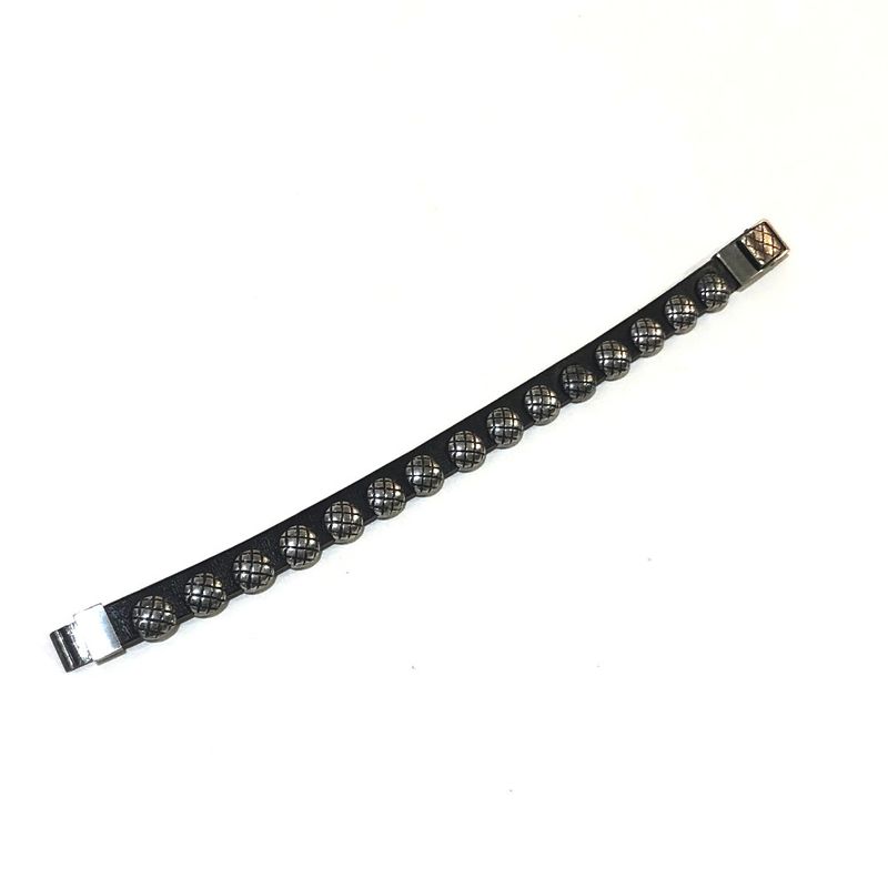Bottega Veneta Bracelet Intrecciato Ag925 Silver And Black