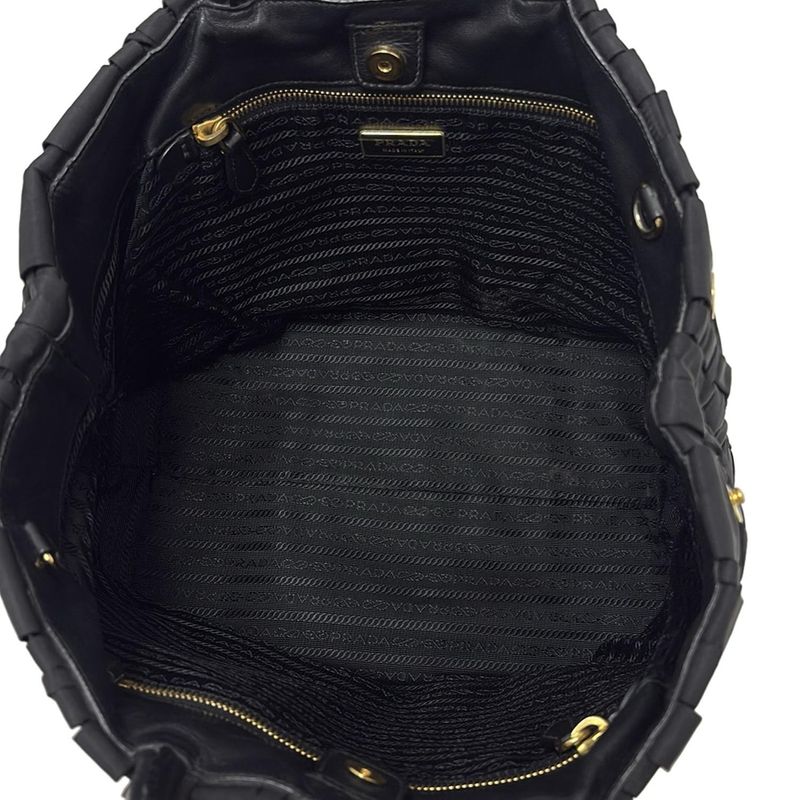 Prada Tote Bag - Black Braided Leather