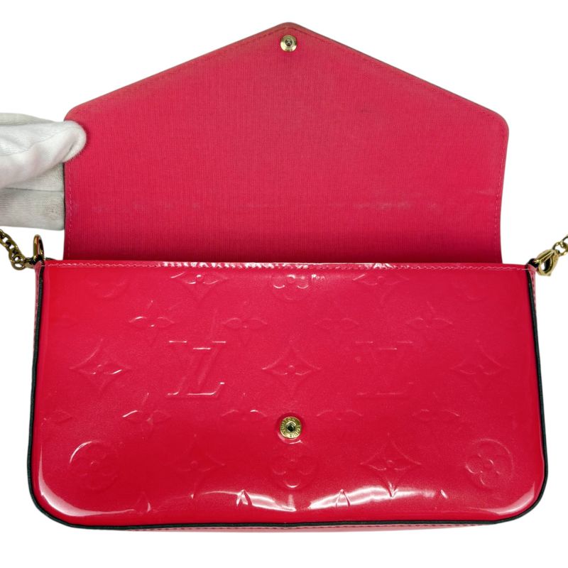 Louis Vuitton Pochette Felicie Chain Shoulder Bag Chain Wallet Vernis Patent