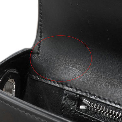 Gucci 2way Bag Double G Plate Leather Black Silver Hardware Black Shoulder