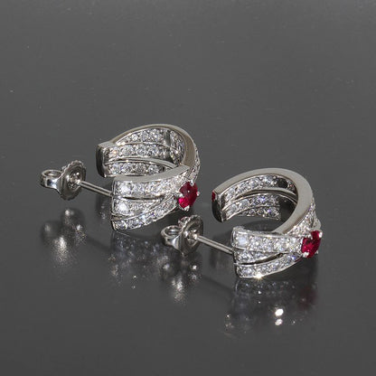 Harry Winston Geometric Ruby Diamond Earrings Earring Pt950 E1459