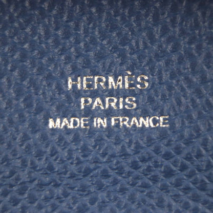 Hermes Bastia Silver Hardware Vaux Epson Leather Coin Case Blue Epson Engraved