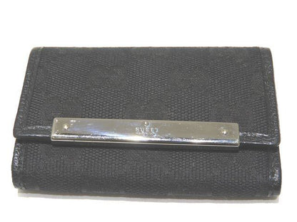 4 Gucci 6-strand Key Case 127048 GG Canvas × Leather Black Silver Hardware