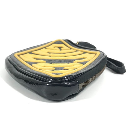 Gucci Clutch Bag Game List Logo 524316 Patent Leather Black