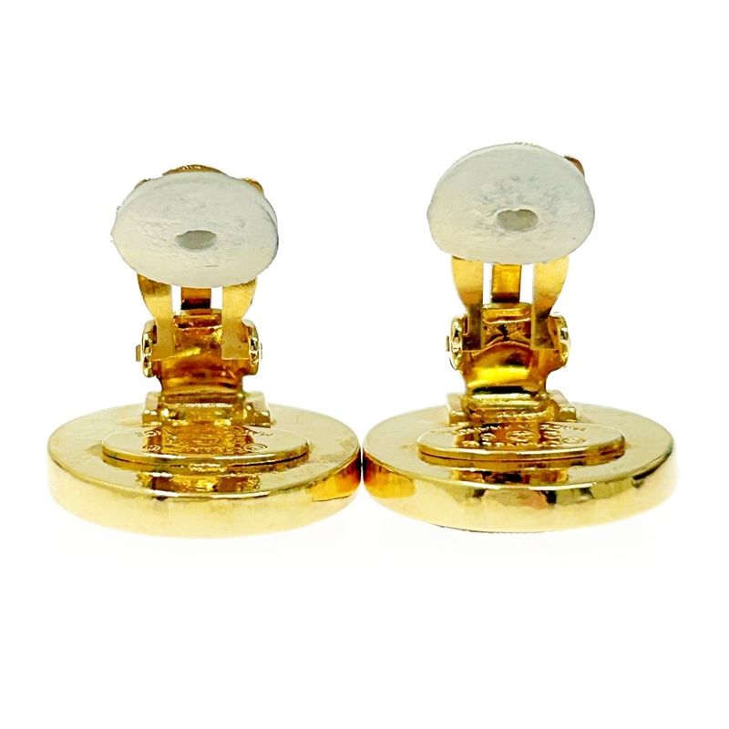 Chanel GP 26 Coco Mark Round Earrings Gold Black 370444 Earrings