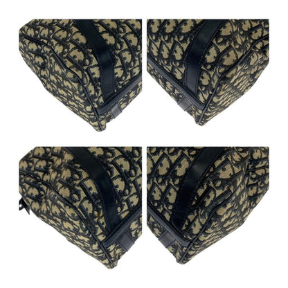 DIOR Vintage Trotter Navy Ivory Silver Hardware Canvas Handbag Mini Boston Bag