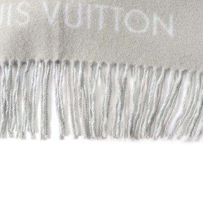 Louis Vuitton M70462 Echarpe Reykjavik 100% Cashmere Stole Grey Light Blue Made