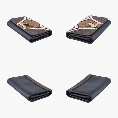 Louis Vuittonportefeuille Twisted Chain Wallet Black And Brown And White PVC